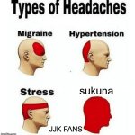 Types of Headaches meme | sukuna; JJK FANS | image tagged in types of headaches meme | made w/ Imgflip meme maker