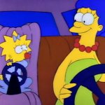 Simpsons Intro Marge and Maggie driving