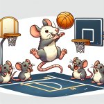 Rat playing basketball