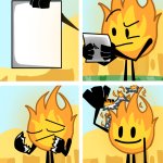 Firey burning paper meme