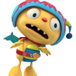 Henry hugglemonster wearing helmet