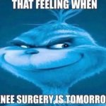 Grinch knee surgery meme template