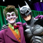 Joker hugging bat man