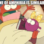 This Frame Of Amphibia Was Similar To LATBB | THIS FRAME OF AMPHIBIA IS SIMILAR TO LATBB | image tagged in polly disturbing hop pop,lu and the bally bunch,amphibia,2001 | made w/ Imgflip meme maker