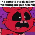 Sorry Tomato, but I prefer Ketchup. | The Tomato I took off my Burger watching me put Ketchup on it: | image tagged in memes,funny,tomato,ketchup | made w/ Imgflip meme maker