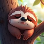 Sloth cartoon pondering template