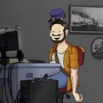 union-soldier on the PC with a floating union-cap GIF Template