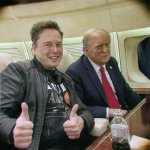 Elon thump's up , Trump bold