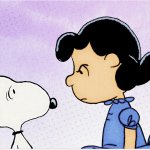 Snoopy facing Lucy