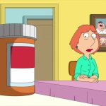 Lois looking at pills