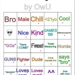 Bro Bingo by OwU- | image tagged in bro bingo by owu- | made w/ Imgflip meme maker