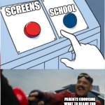 Depression | SCHOOL; SCREENS; PARENTS CHOOSING WHAT TO BLAME FOR THEIR KID'S DEPRESSION | image tagged in robotnik pressing red button | made w/ Imgflip meme maker