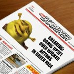 Wicked News | BREAKING: OGRES UPSET OVER WICKED ACTORS IN GREEN FACE | image tagged in newspaper headline generator,wicked,shrek,ogre,news | made w/ Imgflip meme maker