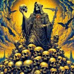 on a mountain of skulls