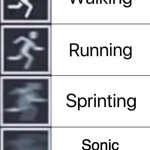 :3 | Sonic himself | image tagged in walking running sprinting | made w/ Imgflip meme maker