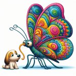 butterfly eating a dog