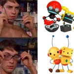 Orbot and Cubot are just Rolie Polie Olie and Billy as Sonic characters | image tagged in spiderman glasses,sonic the hedgehog,rolie polie olie,video games,cartoons | made w/ Imgflip meme maker