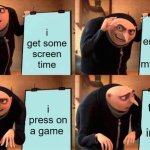 Gru's Plan | i get some screen time; i enter the pin of my phone; i press on a game; there's no internet | image tagged in memes,gru's plan,relatable,ice cream,damn | made w/ Imgflip meme maker