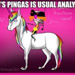 Zim's Pingas | ZIM'S PINGAS IS USUAL ANALYSIS | image tagged in rainbow invader zim,pingas | made w/ Imgflip meme maker