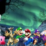 Wario and Friends dies by a provoked Baxcalibur while exploring at a snowy field | image tagged in northern lights termcollector template,wario dies,crossover | made w/ Imgflip meme maker