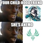 Lan Yan and Gaming are child-hood friends | YOUR CHILD-HOOD FRIEND; SHE'S ANEMO | image tagged in good and bad news | made w/ Imgflip meme maker