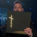 Jimmy Kimmel holding Knocked Loose vinyl