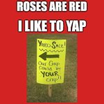 Roses are red | I LIKE TO YAP | image tagged in roses are red | made w/ Imgflip meme maker