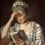 Shocked shameful woman reading painting