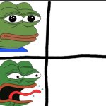 Calm and angry pepe meme