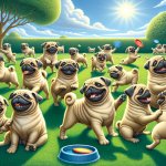 Cute pugs playing