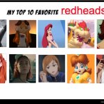 top 10 favorite redheads | image tagged in top 10 favorite redheads,redheads,anime,cartoons,lady bird,super mario bros | made w/ Imgflip meme maker