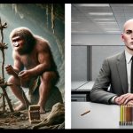 cave man office man