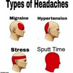 Types of Headaches meme | Sputt Time | image tagged in types of headaches meme | made w/ Imgflip meme maker