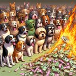 Dogs watching money burn