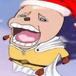 One Punch Chopper except he now has a Santa hat meme