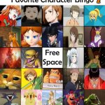 favorite character bingo 2 | 2 | image tagged in character bingo,favorite bingo,anime,video games,classic movies,cartoons | made w/ Imgflip meme maker