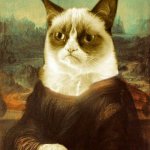 Grumpy Cat's Guide To Life | KEEP YA HEAD UP; YOU'RE ALREADY UGLY AND BROKE; CAN'T BE NEGATIVE TOO | image tagged in grumpy cat mona lisa,grumpy cat,motivation,memes | made w/ Imgflip meme maker