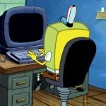 spongebob use computer