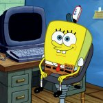 Spongebob at computer