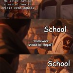 Homework should never be a real thing in the first place. | Me after having a mental health crisis from school; School; "Homework should be illegal"? School; Yeah. You're a crazy kid. | image tagged in arcane silco jayce letter,school,curse,the truth | made w/ Imgflip meme maker