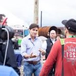 Justin Trudeau talks to a man