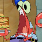 Mr. Krabs gasp holding patties