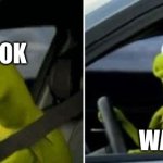 me when my friend makes flammable water | OK; WAIT WHAT | image tagged in kermit driver,water | made w/ Imgflip meme maker