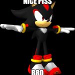 Nice Piss Bro... | NICE PISS; BRO | image tagged in shadow the hedgehog t pose | made w/ Imgflip meme maker