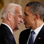 Obama Biden facing each other