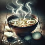 zuppa di cipolle fumante