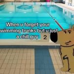 chill guy at the pool