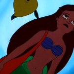 ariel swimming close up