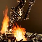 Skull praying in fire (omagawd)