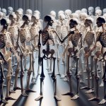 crowd of medical skeletons